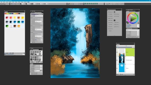 Painting Bob Ross' Graceful Waterfall using Painter 2018 смотреть онлайн