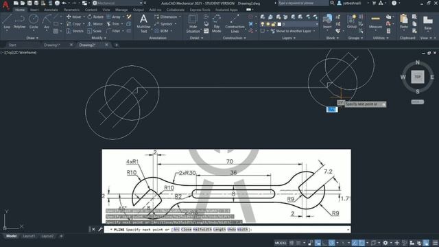 #24 Practice Exercise 21 for Beginners in AutoCAD 2021 || 2D Drawing & wrench |Advanced|#yateesh | смотреть онлайн