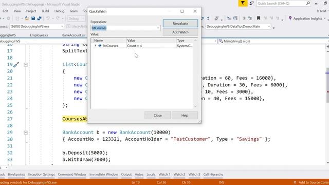 7 - Quick Watch | Basic Visual Studio Debugging смотреть онлайн