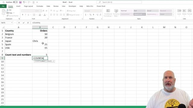 Excel COUNTA function | Counts the cells that are not empty | Excel One Minute Quick Reference смотреть онлайн