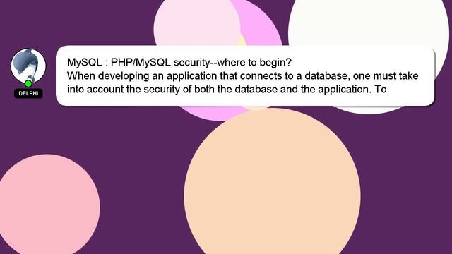 MySQL : PHP/MySQL security--where to begin? смотреть онлайн