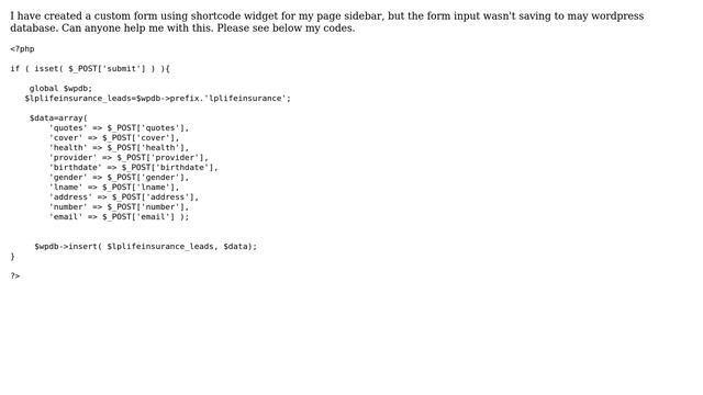 Wordpress: Custom Form Input not saving to Database смотреть онлайн