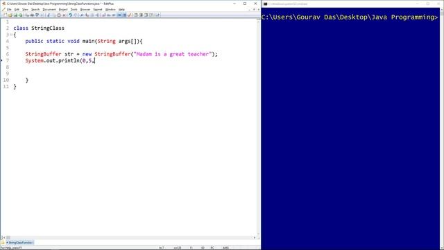 StringBuffer Class replace() method смотреть онлайн