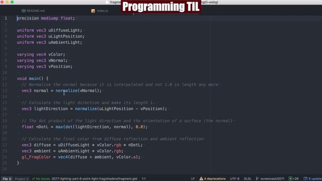 Point lighting in the fragment shader WebGL ProgrammingTIL #134 WebGL tutorial video screencast 007 смотреть онлайн