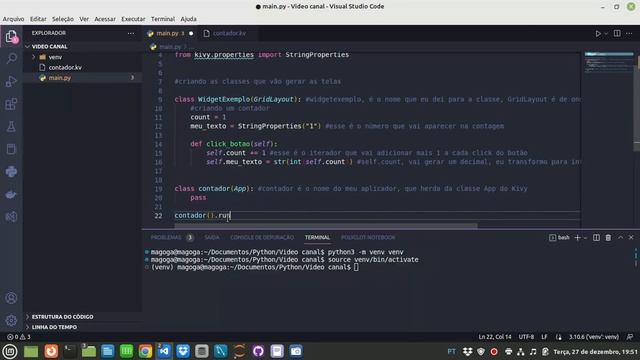 Contador utilizando Python e Kivy. смотреть онлайн