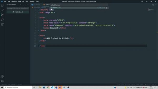 How to Add Project to Github from Visual Studio Code