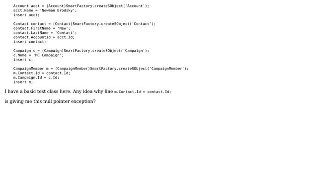 Salesforce: Getting 'Attempt to dereference null object' when adding Campaign Member смотреть онлайн