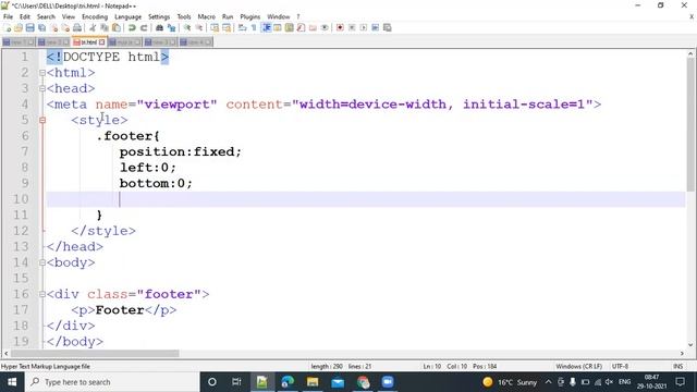 Create HTML And CSS Fixed Footer | Footer In HTML смотреть онлайн