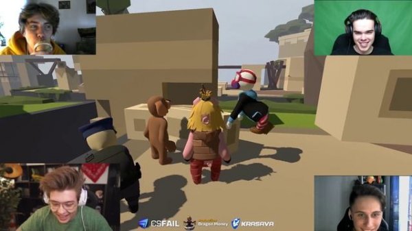 ШАРФ ИГРАЕТ HUMAN: FALL FLAT С Murzofix, Steepkop, homyak #2