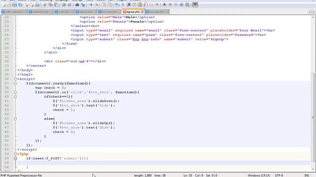 Toggle Sign Up with php смотреть онлайн
