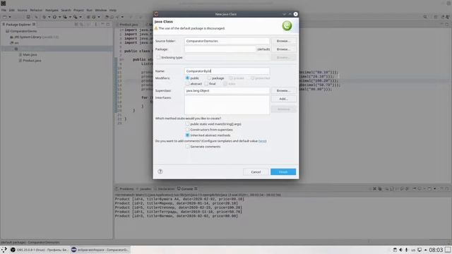 Пример использования интерфейса Comparator в Java смотреть онлайн