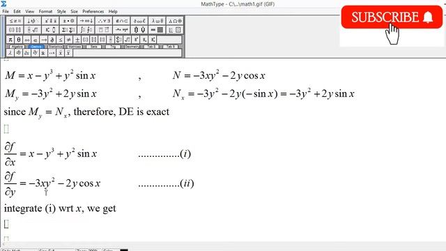Exact Differential Equation: (x - y^3 + y^2 sin x)dx = (3xy^2 + 2y cos x)dy смотреть онлайн