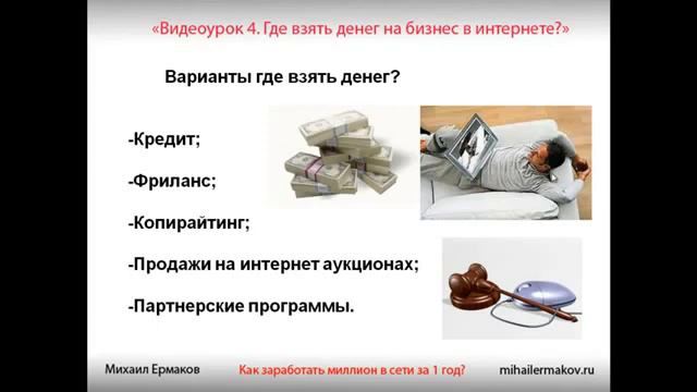 Где взять денег на бизнес в интернете? Подробный видеоурок! смотреть онлайн