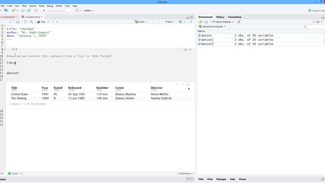 How to Convert Dataset into a JSON Format in R. [HD] смотреть онлайн
