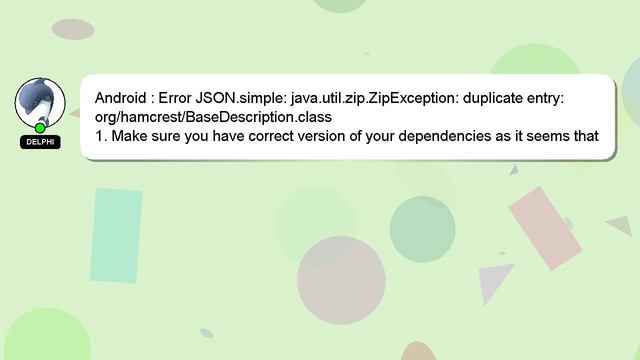 Android : Error JSON.simple: java.util.zip.ZipException: duplicate entry: org/hamcrest/BaseDescript смотреть онлайн