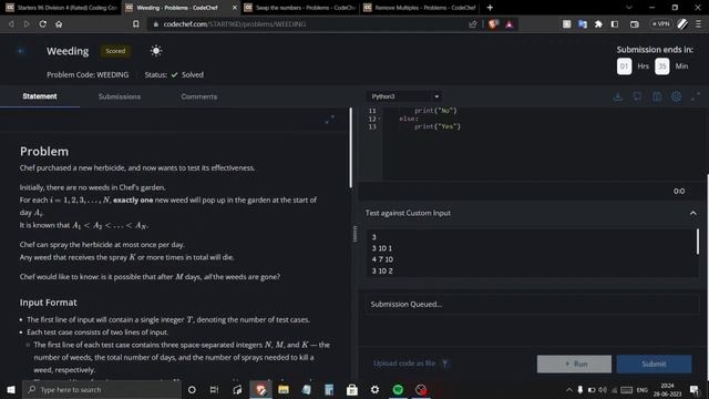 Code chef starters 96 solutions Weeding смотреть онлайн