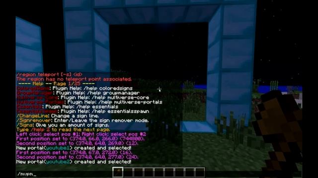 Minecraft: How To Use Multiverse Portals Plugin!