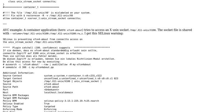 Unix & Linux: SELinux and docker: allow access to X unix socket in /tmp/.X11-unix смотреть онлайн