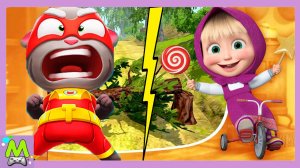 Говорящий Том против Маши и Медведя.Погоня Супергероев и Гонки на Велосипеде.Кто Быстрее.Мульт Игра