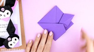 Оригами Книжная закладка Куроми из бумаги |  Origami Paper Kuromi Bookmark