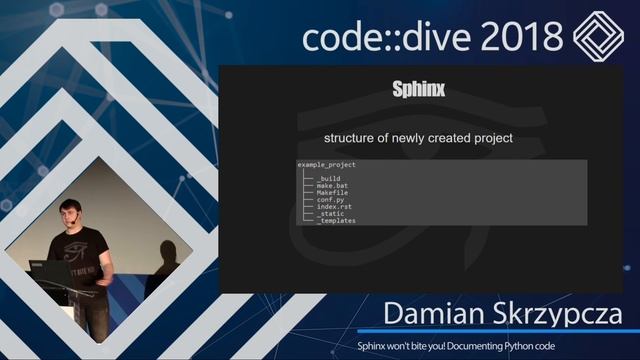 Sphinx won't bite you! Documenting Python code - Damian Skrzypczak - code::dive 2018 смотреть онлайн