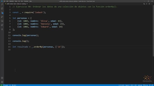 Lodash Ejercicio: 90 Ordenar los Datos de una Colección de Objetos con la Función orderBy() смотреть онлайн