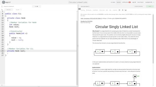 SEP III - Assignment for 5/27/20 - Circular Linked Lists смотреть онлайн