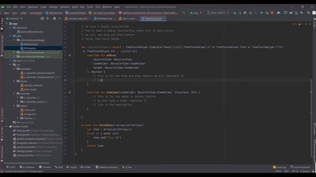 Drag and drop feature in recyclerView elements using ItemTouchHelper | Android Studio | Kotlin смотреть онлайн