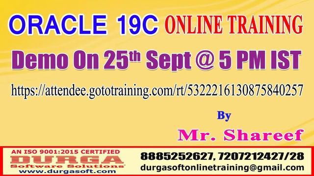 ORACLE 19c Online Training @ DURGASOFT смотреть онлайн