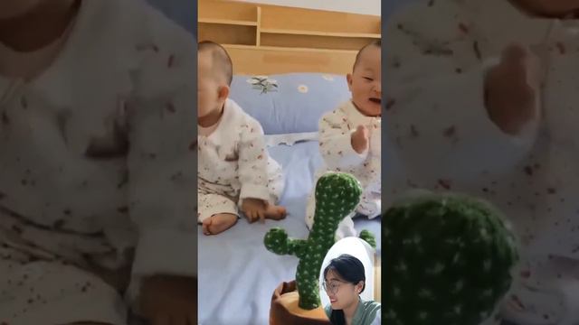 Babies Play Dancing Cactus Toy. Cute Baby Funny Videos.