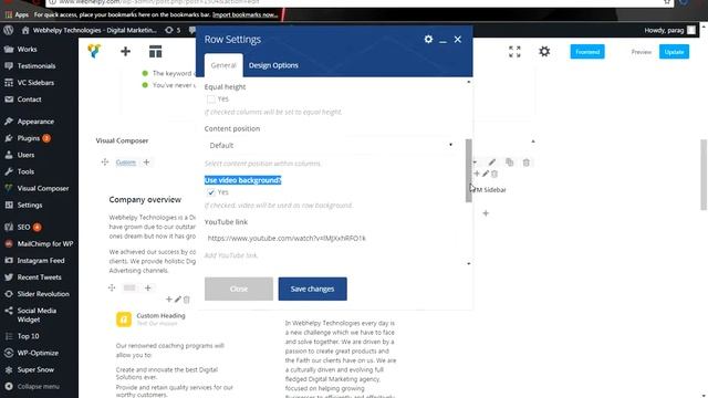 how to add video background in wordpress website through Visual Composer смотреть онлайн