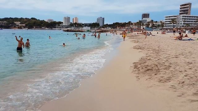 Walking Tour Platja De Magaluf, Beach Walk, Mallorca, Spain 4K
