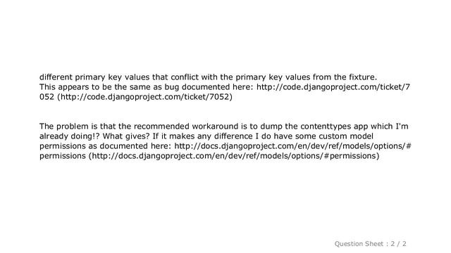 MySQL : Problems with contenttypes when loading a fixture in Django смотреть онлайн