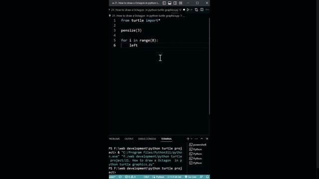 21. How to draw a Octagon in python turtle graphics || #python #turtle смотреть онлайн