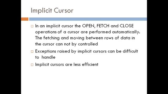PL/SQL cursors - Implicit Cursors смотреть онлайн