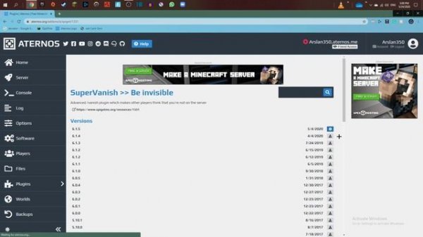 How to be able to do /vanish Aternos