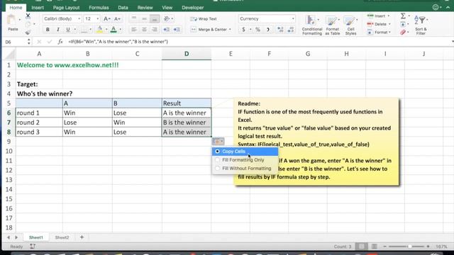 Excel If cell equals to a certain value смотреть онлайн
