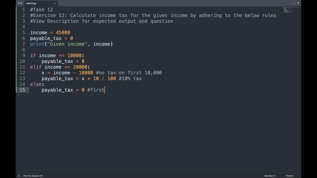 Day 12 | Python 30 Days of Code Challenge | calculate income tax | taxable income | payable tax | смотреть онлайн