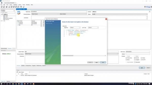 Create SQL Table in MSQL Workbench