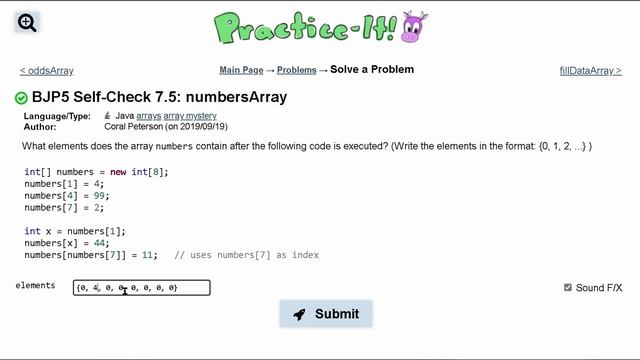 Java Practice It | Self-Check 7.5: numbersArray | arrays, array mystery, array basics смотреть онлайн