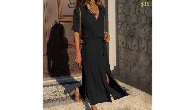 Одежда с AliExpress. Элегантное длинное платье рубашка осень зима на пуговицах длинный рукав. смотреть онлайн