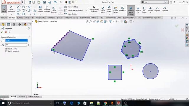 Solidworks Tutorial 34:- Solidworks Shaded Sketch Contours and Solidworks Segment Option. смотреть онлайн
