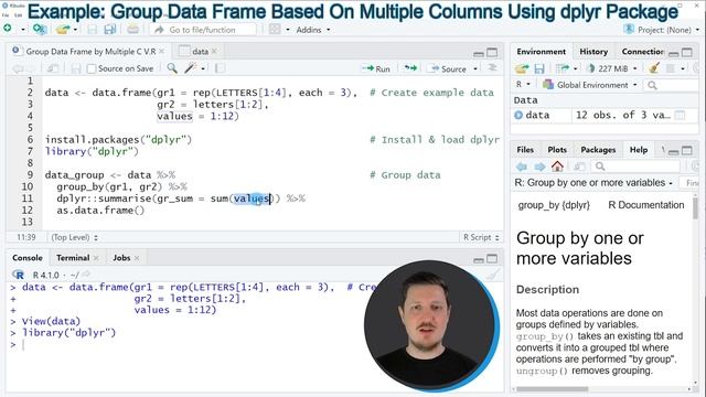 Group Data Frame by Multiple Columns in R (Example) | group_by & summarize Variable | dplyr Package смотреть онлайн