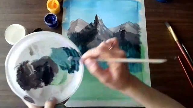 Рисуем горы гуашью смотреть онлайн