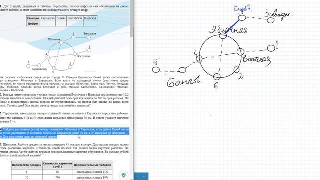 1-5 задания ОГЭ. Схема метро смотреть онлайн