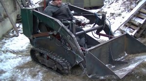 Самодельный гусеничный мини погрузчик. Первая работа. 5 серия.