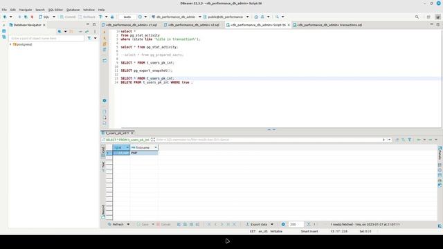 PostgreSQL success transactions thru java JDBC, thru DBeaver and Oracle SQL developer. L51 смотреть онлайн