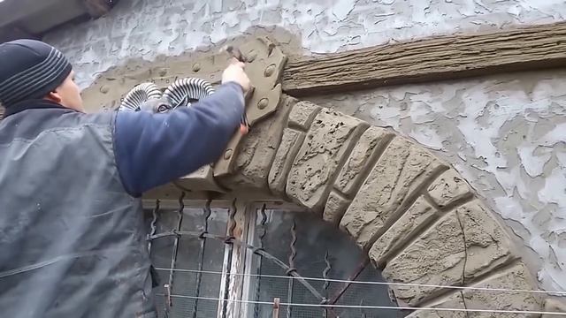 Раствор для оформления цоколя, декоративная штукатурка под камень. Decorative rock. Art concrete. смотреть онлайн