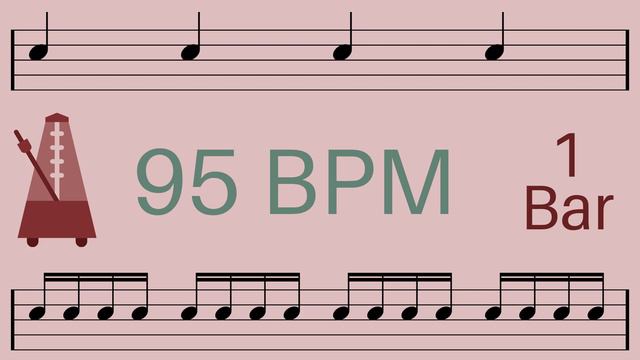 Metronome Click Track - 1 Bar Quarter to Sixteenth Notes 95 bpm - Smartronome смотреть онлайн