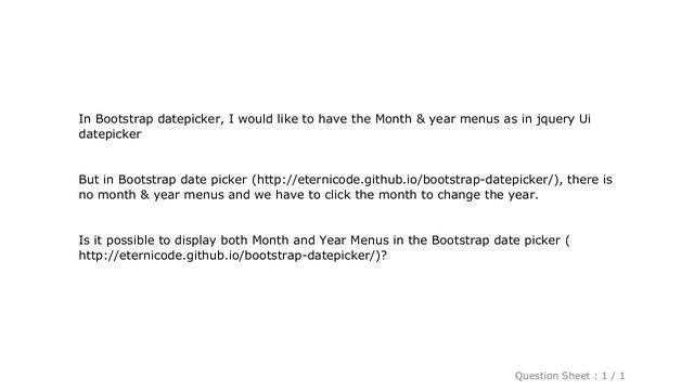 jQuery : Bootstrap datepicker display month & year menus смотреть онлайн